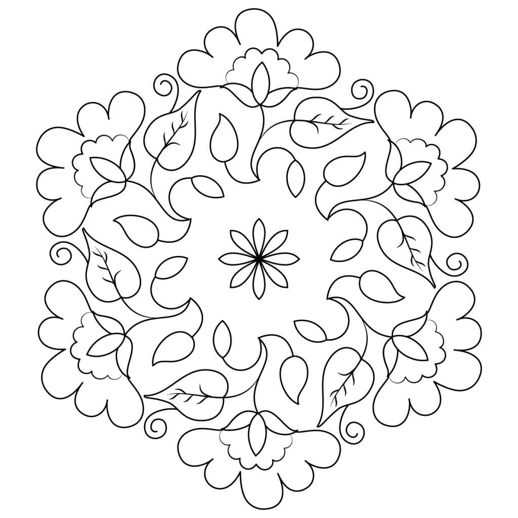 1024x1024 Printable Rangoli Coloring Pages For Kids Within