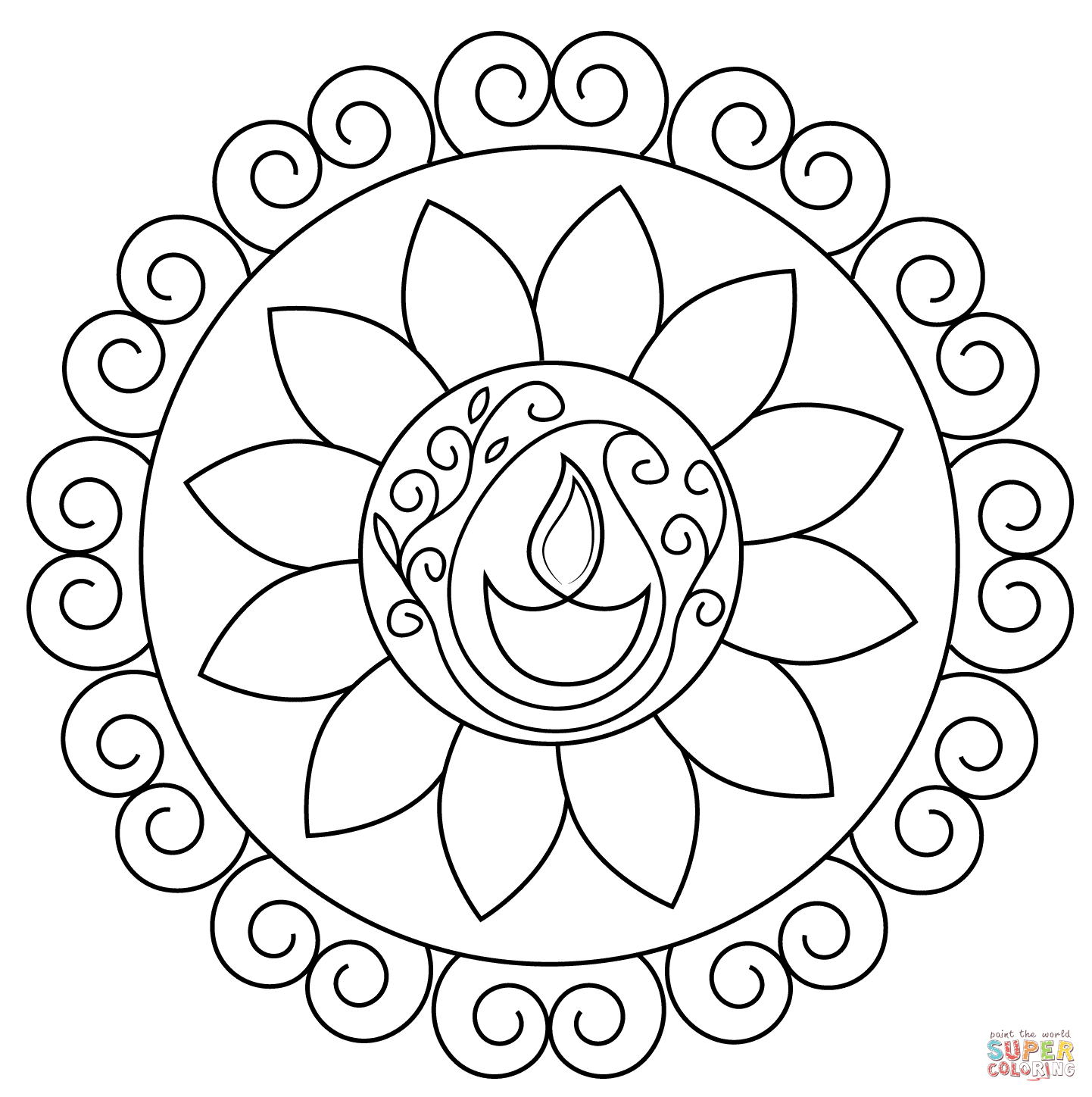 1442x1448 Diwali Rangoli Coloring Page Free Printable Pages For In 3