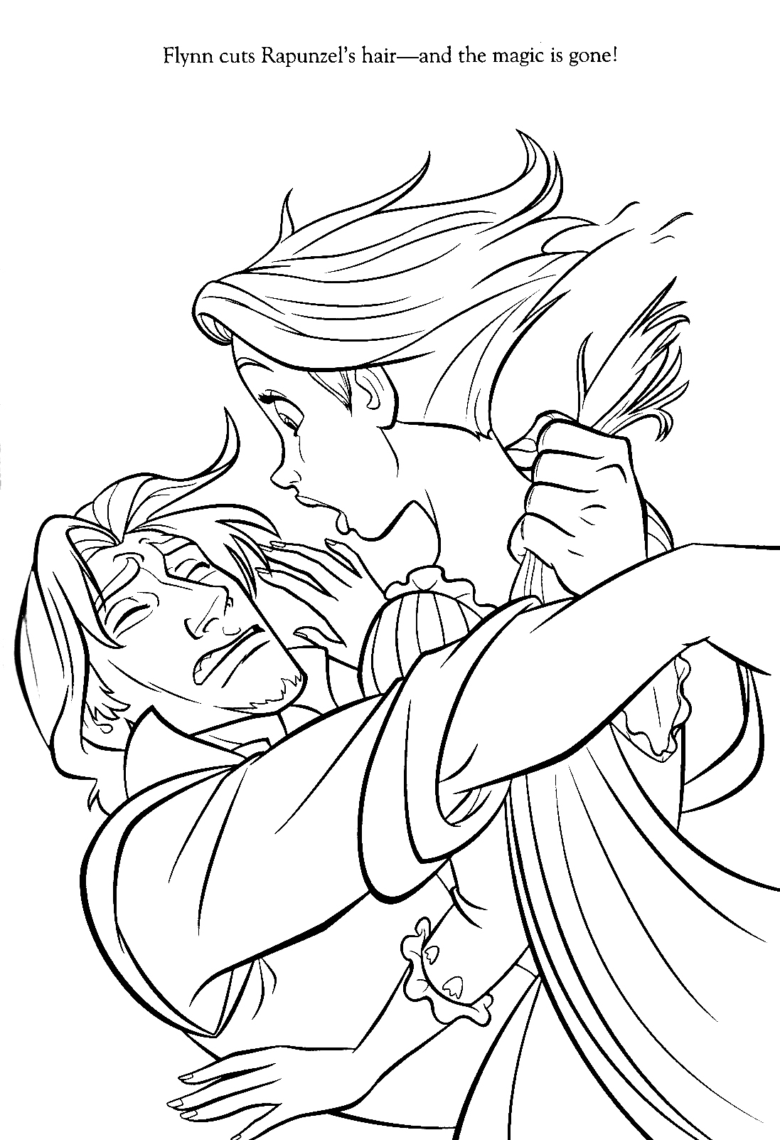 1097x1602 Simplified Flynn Rider And Rapunzel Coloring P