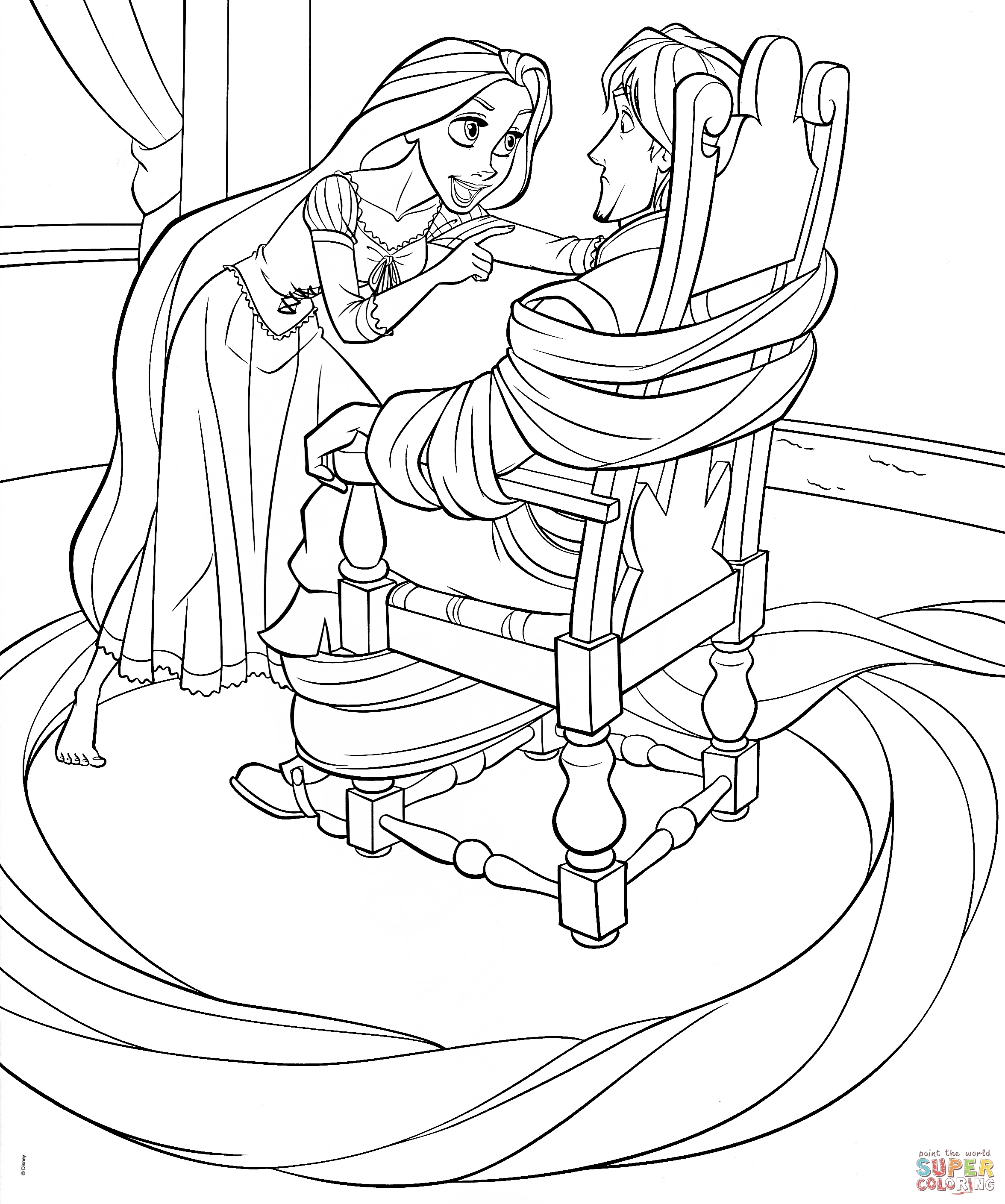 2352x2818 Disney Princess Rapunzel And Flynn Coloring Pages
