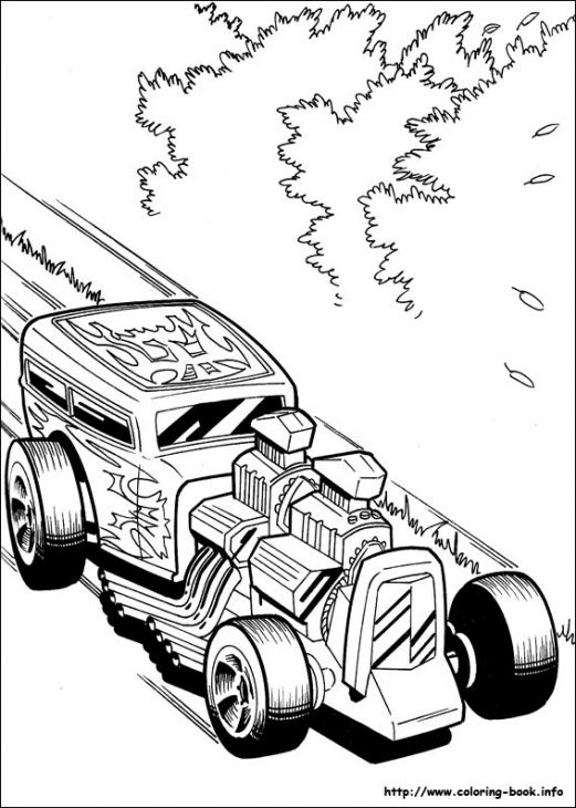 521x730 A Fast Classic Hot Rod Roadster Coloring Page Free For Kids