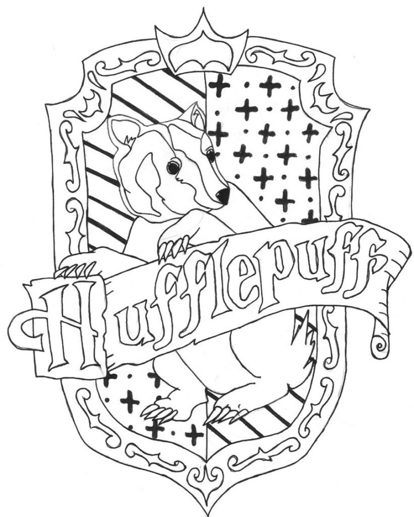 821x1024 Hufflepuff Crest Coloring Page