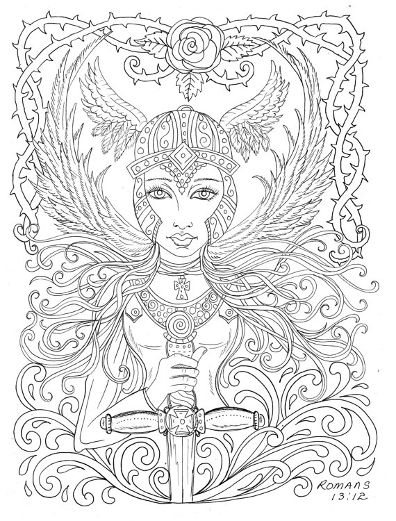 570x750 Angel Coloring Pages For Adults Il 570xn 920379654 Oci8