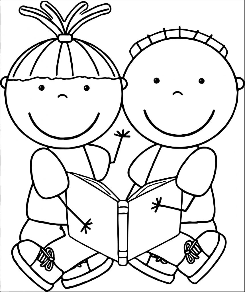 860x1024 Kids Reading Books Coloring Pages
