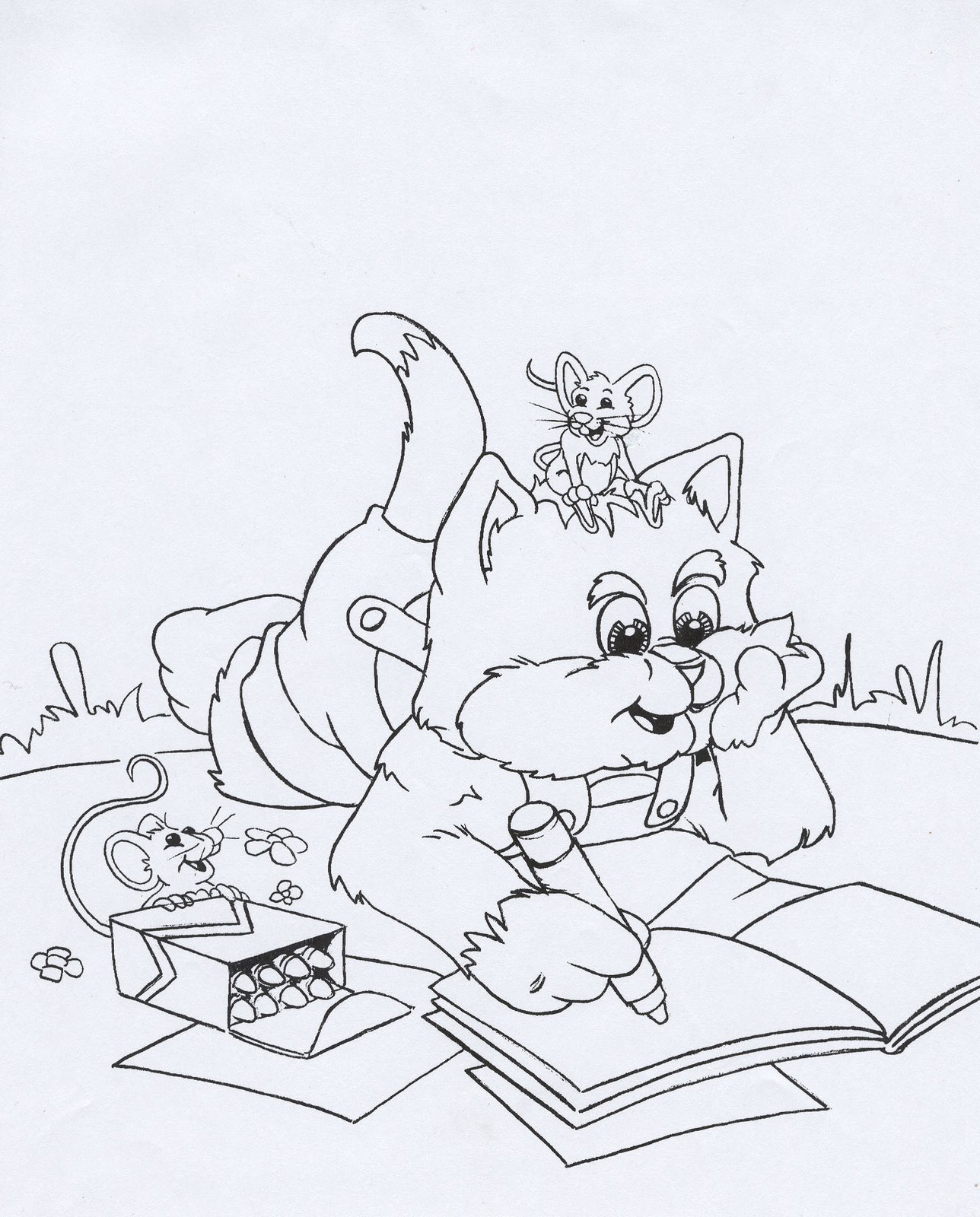 1288x1600 Cat Reading Book Coloring Pages Free Coloring Pages
