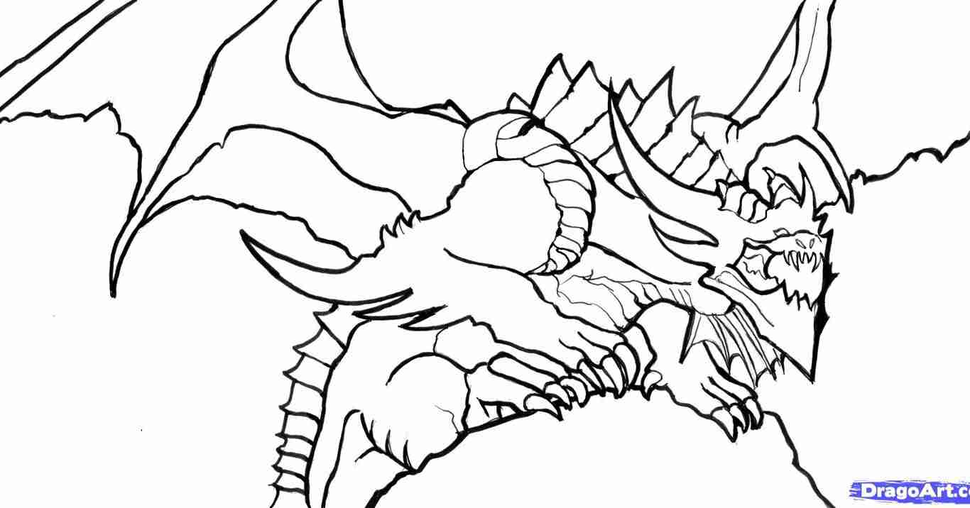 1366x716 Realistic Dragon Coloring Page Free Printable Pages Also Olegratiy