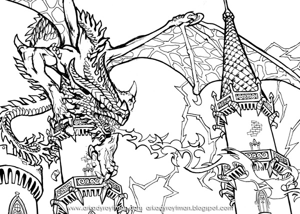 600x429 Realistic Dragon Coloring Pages For Adults Az With Hard