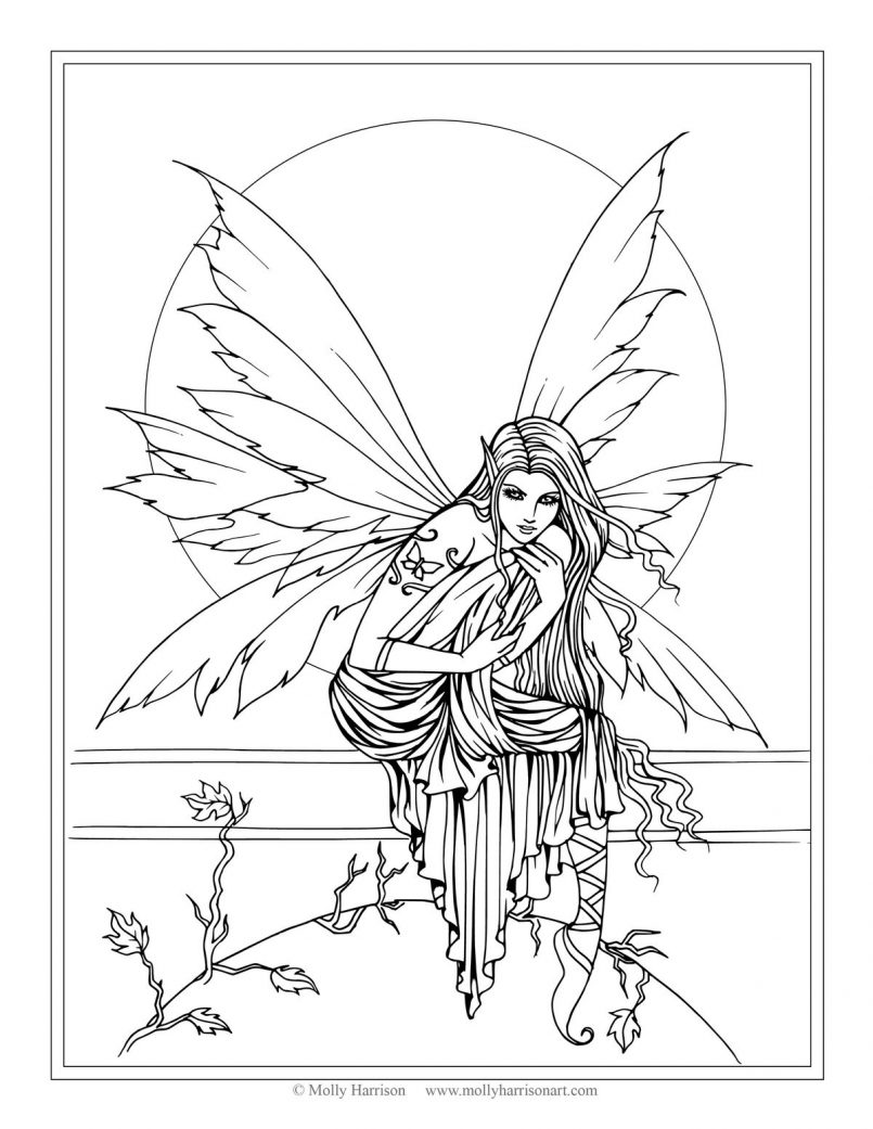805x1041 Coloring Fairy And Unicorn Coloring Pages For Adults Plus Gothic