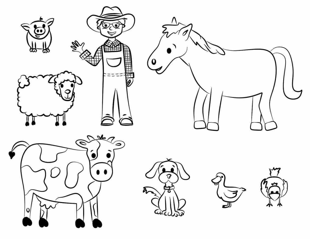 1264x976 Barn Barn With Animals Drawing Line Drawing
