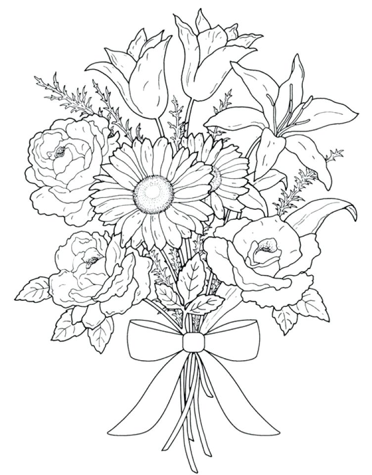 752x960 Best Of Detailed Flower Coloring Pages For Realistic Flowers