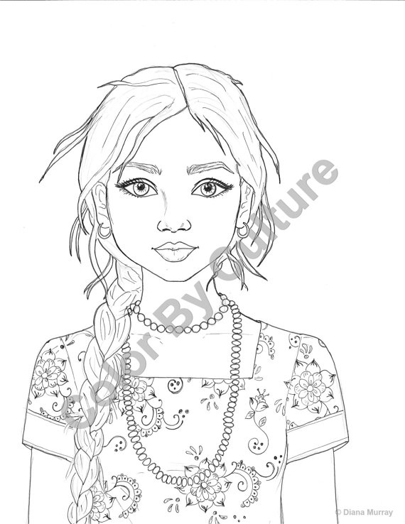 570x738 Realistic Girl Coloring Pages