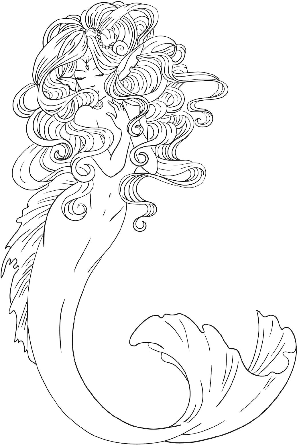 1037x1552 New Realistic Mermaid Coloring Pages Collection Free Within