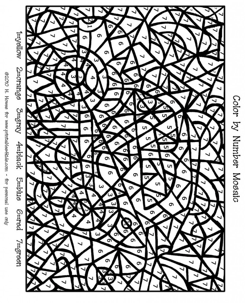 827x1024 Hard Color By Number Coloring Pages Really