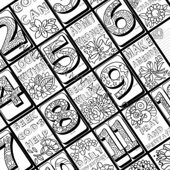 570x570 Digital Download 12 Step Recovery Adult Coloring Pages