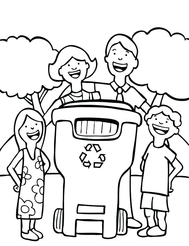 640x833 Recycling Coloring Pages Kid With Recycling Box Recycling Coloring