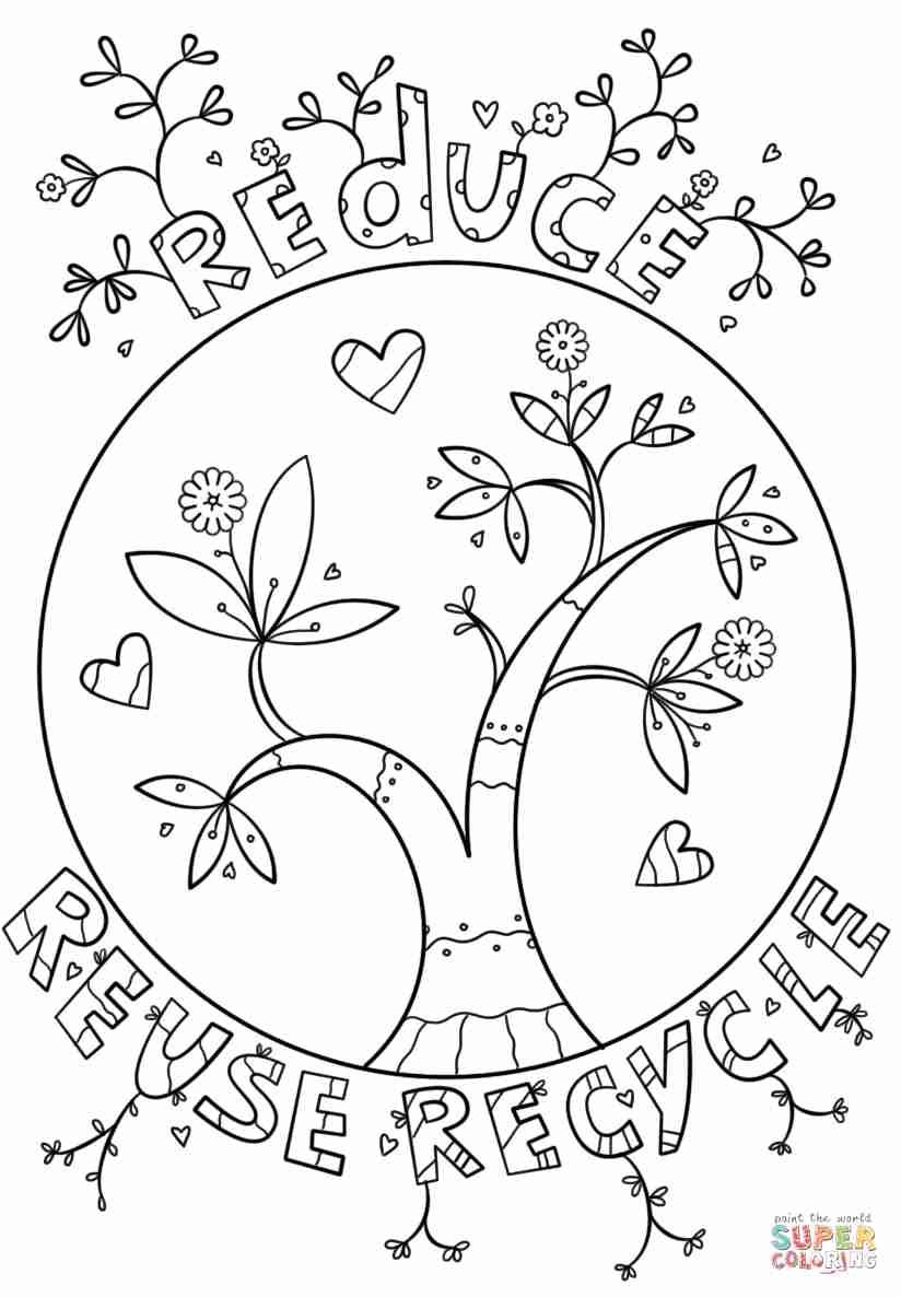 824x1186 Reduce Reuse Recycle Doodle Coloring Page Free Printable Unusual