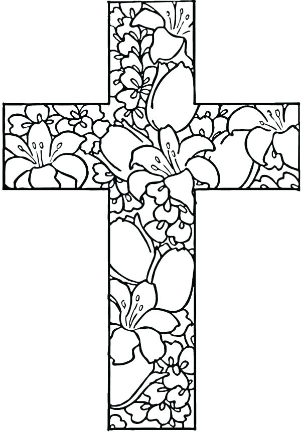 600x862 Cross Color Page Cross Coloring Sheets Easter Cross Coloring Pages