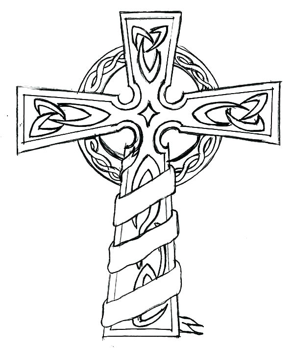 600x710 Cross Color Page Rose Decorated Cross Coloring Pages Best Place