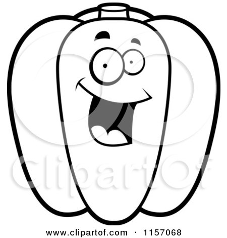 450x470 Cartoon Clipart Of A Black And White Happy Bell Pepper Character