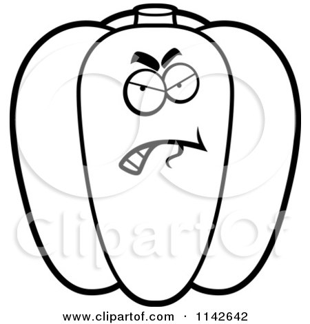 450x470 Cartoon Clipart Of A Black And White Sick Bell Pepper Character