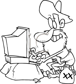 318x350 Coloring Page For Hillbilly Man Using A Computer