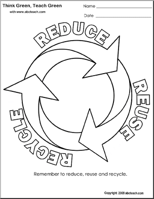 304x392 Coloring Page Think Green Reduce, Reuse, Recycle (Circle) Abcteach