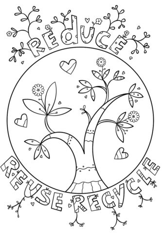 333x480 Reduce Reuse Recycle Doodle Coloring Page On Recycling Coloring