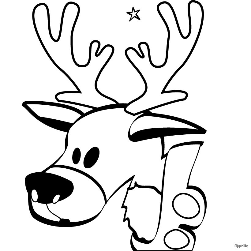 820x820 Reindeer Head Coloring Pages