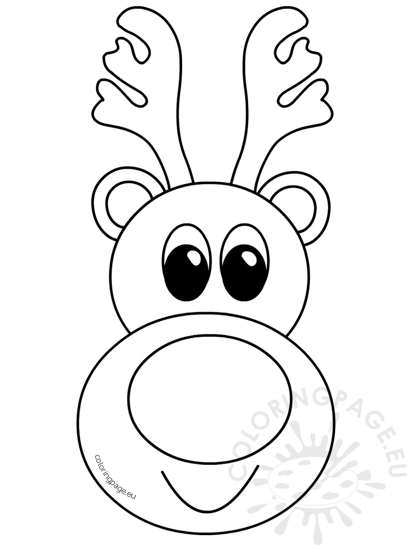 827x1107 Cute Reindeer Head Cartoon Outline Coloring Page