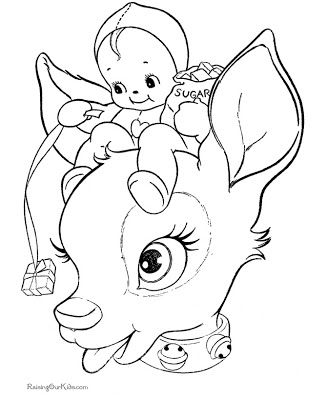 327x400 Printable Santa Face Reindeer Face Colouring Pages