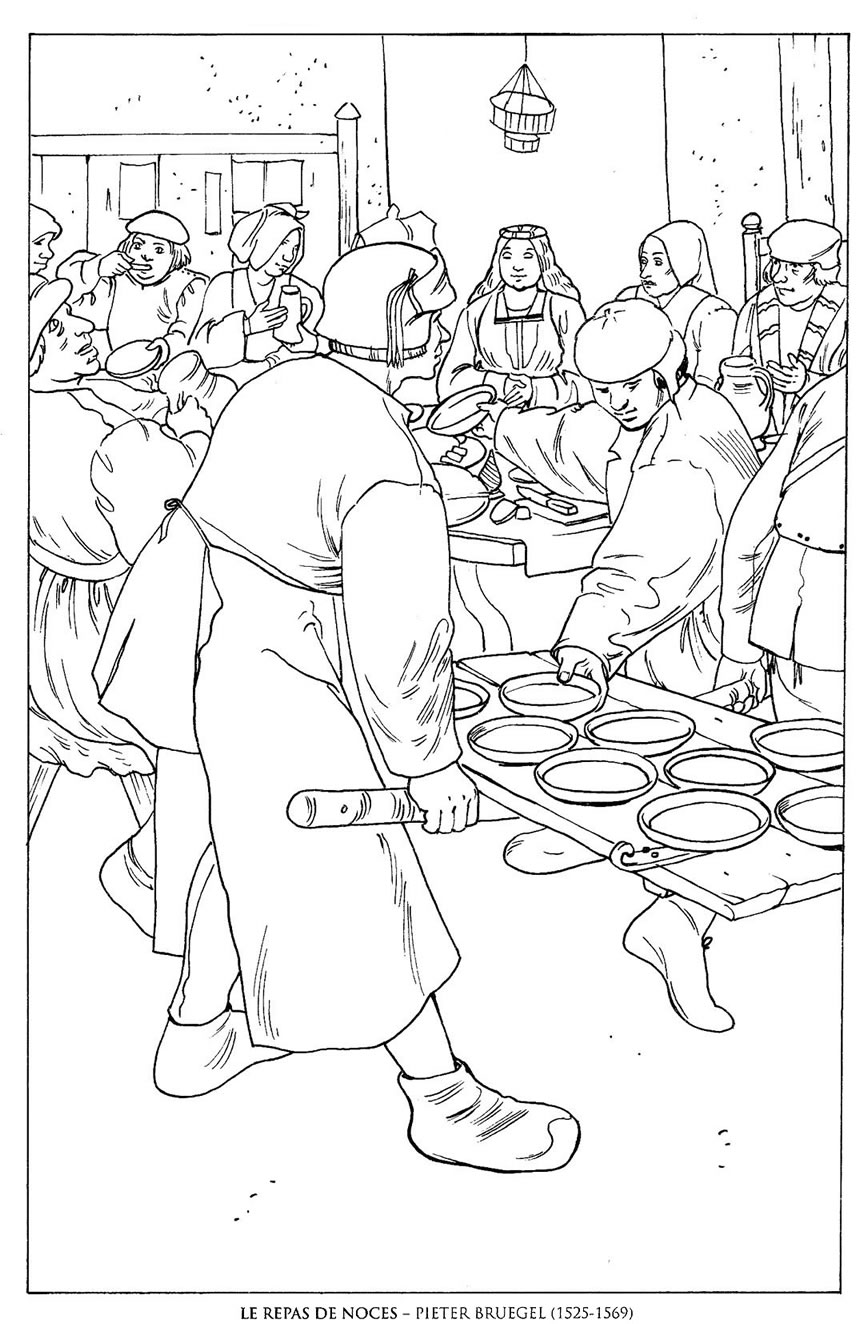 856x1324 Le Repas De Noce Pieter Bruegel Famous Paintings Coloring Pages