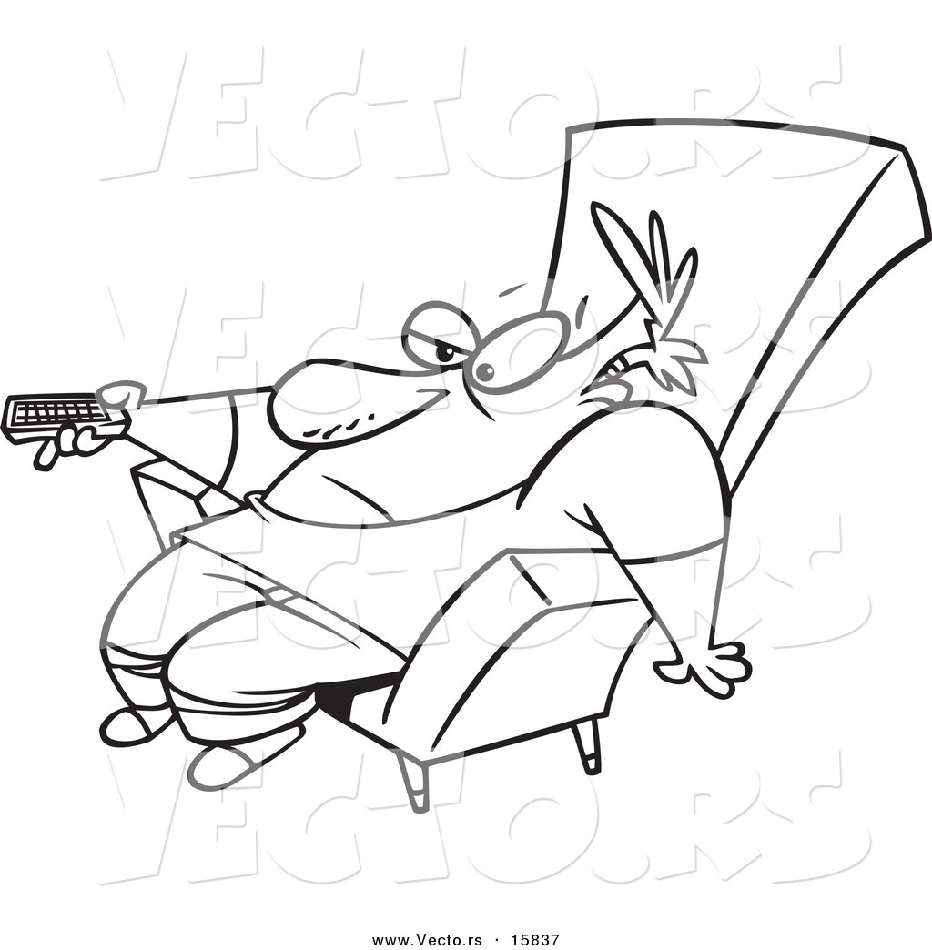 1024x1044 Vector Of Cartoon Bored Man Slumped In Chairnd Holding