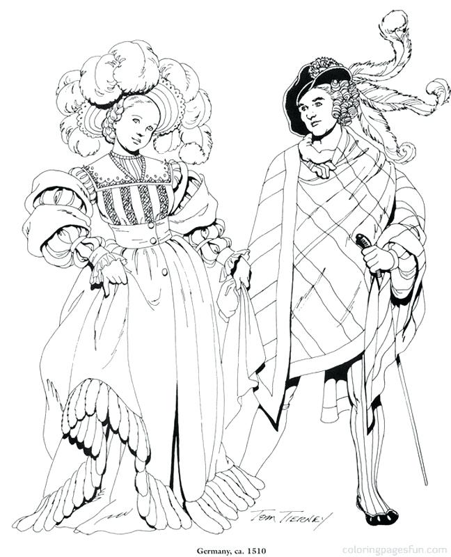 648x800 Renaissance Art Coloring Pages Renaissance Costumes And Clothing