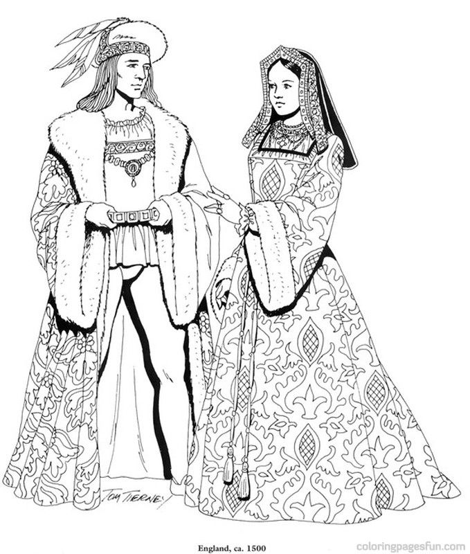 679x800 Renaissance Costumes And Clothing Coloring Pages 20