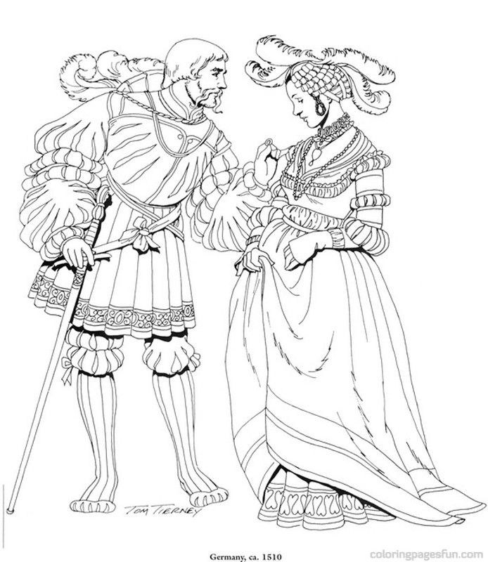 694x800 Renaissance Costumes And Clothing Coloring Pages 24 Coloring