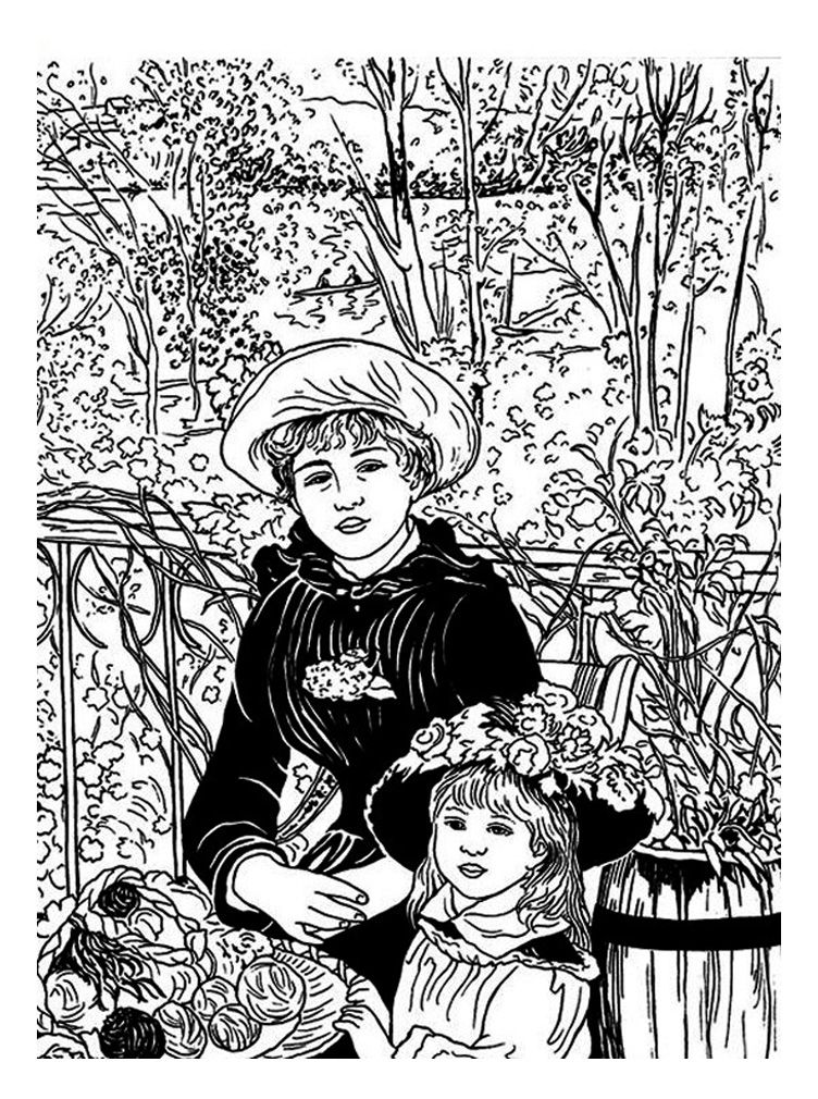 752x1010 Free Coloring Page Coloring Renoir Terasse. Terrace Renoir