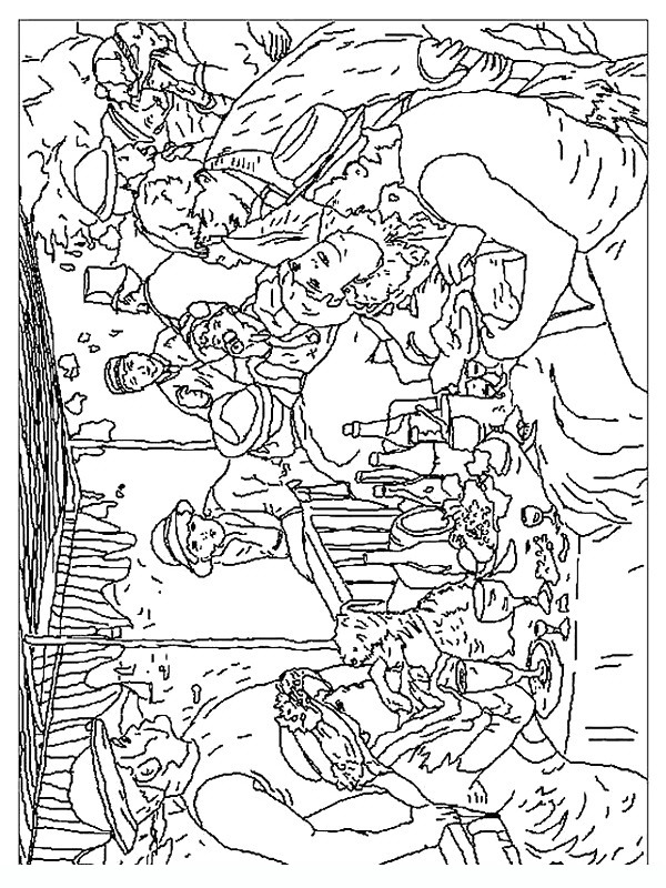 600x800 Renoir Canotiers Famous Paintings Coloring Pages