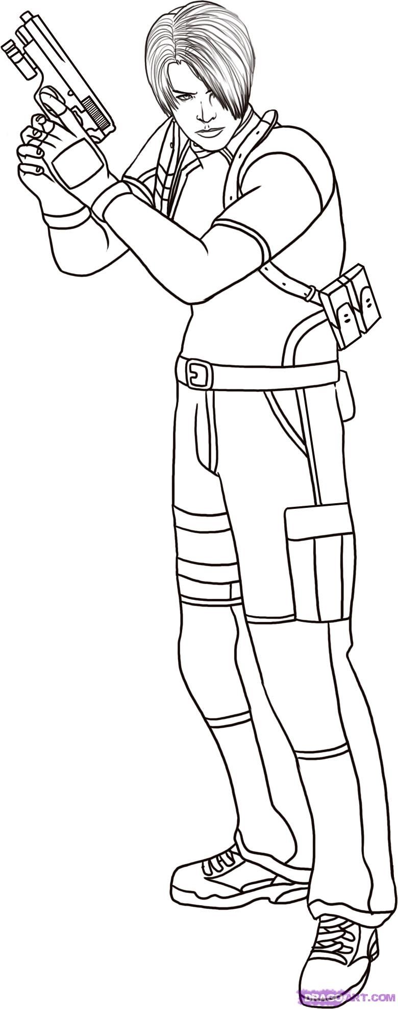 780x1973 Resident Evil Leon Colorig Page