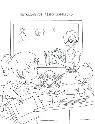 393x512 Responsibility Coloring Sheets Children Studying