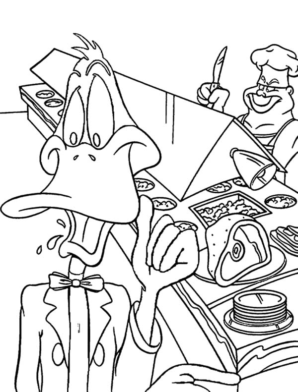 600x791 Daffy Duck Working In Restaurant Coloring Pages