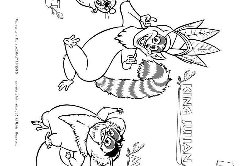 820x544 Lemurs Coloring Pages Mammals Lemur Free Animals Ring Tailed