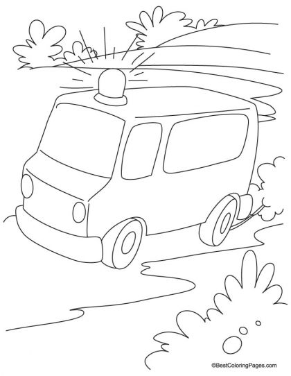 420x542 Emergency Ambulance Van Running On The Road Coloring Page