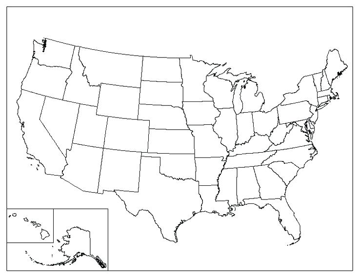 736x568 Free United States Map Printable