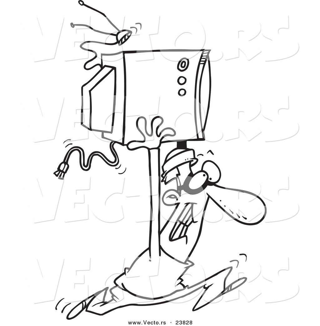 1024x1044 Fascinating Vector Of A Cartoon Robber Stealing Tv Coloring Page