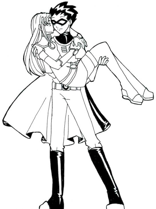 545x730 Robin And His Lover In Teen Titans Coloring Page Superheroes