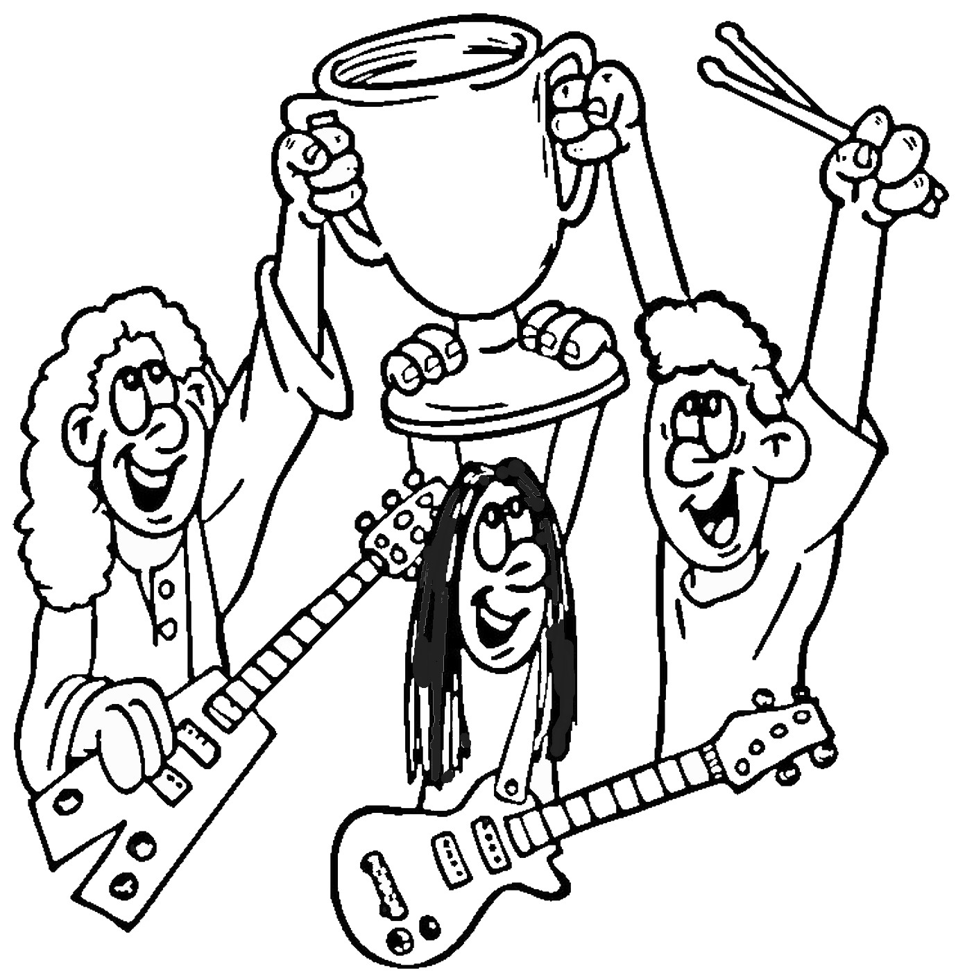 1391x1400 Rock Band Coloring Pages Free Coloring For Kids 2018