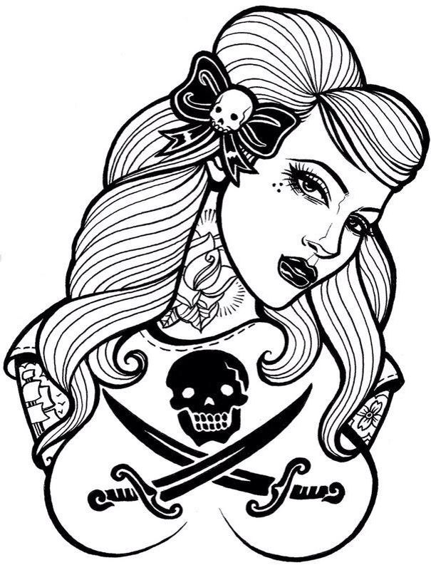 605x800 Rockabilly Day Of The Dead Color Pages Rockabilly