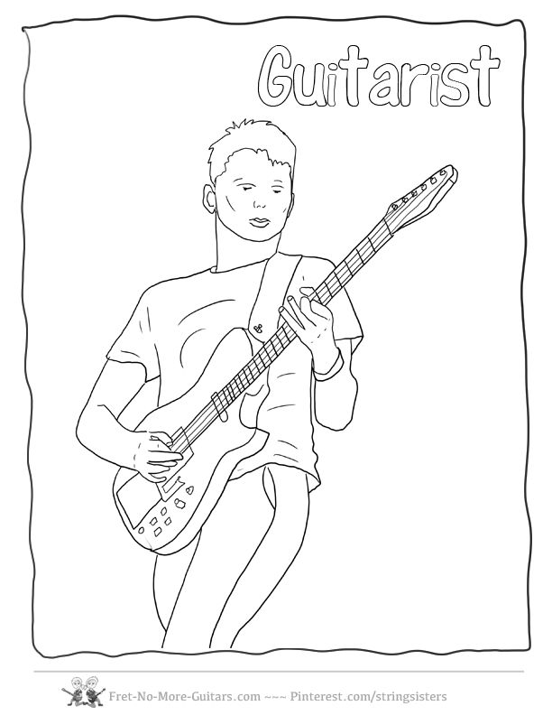 612x792 Guitar Player Coloring Page