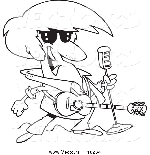 600x620 Vector Of A Cartoon Rocker With A Microphone And Guitar