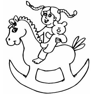 300x300 Girl On Rocking Horse Coloring Page
